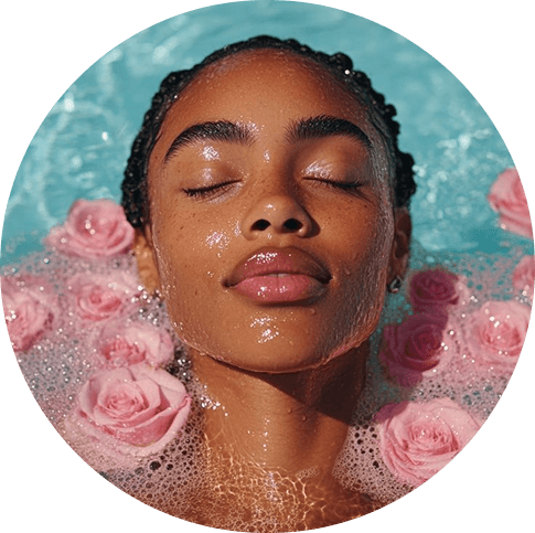 Woman in floral bath