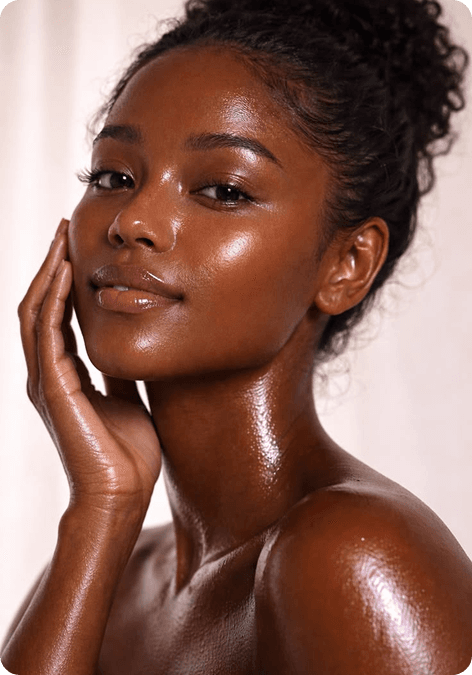 Woman touching face gently